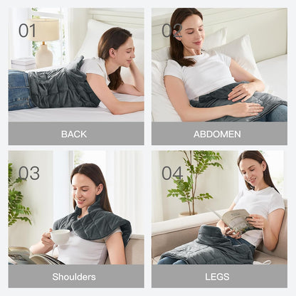 Weighted Heating Pad for Neck, Shoulder & Back Pain Relief FSA Eligible HSA | weighted heat therapy pad with fast heating for muscle relaxation, period cramps, and soothing neck, shoulder and back pain.