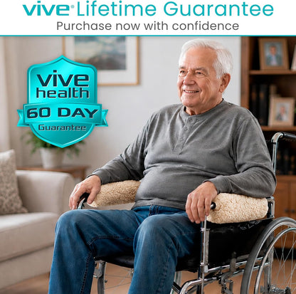 Vive Wheelchair Armrest Pads (2 PCS) - Memory Foam Sheepskin Cushion