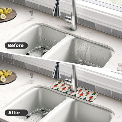 Wildflowers Floral Flower Kitchen Sink Splash Guard Faucet Mat Super Absorbent Fast Drying Mat Sink Gadgets-Fast Drying Pad Sink Mat For Kitchen Bathroom (15" X 5.5" )