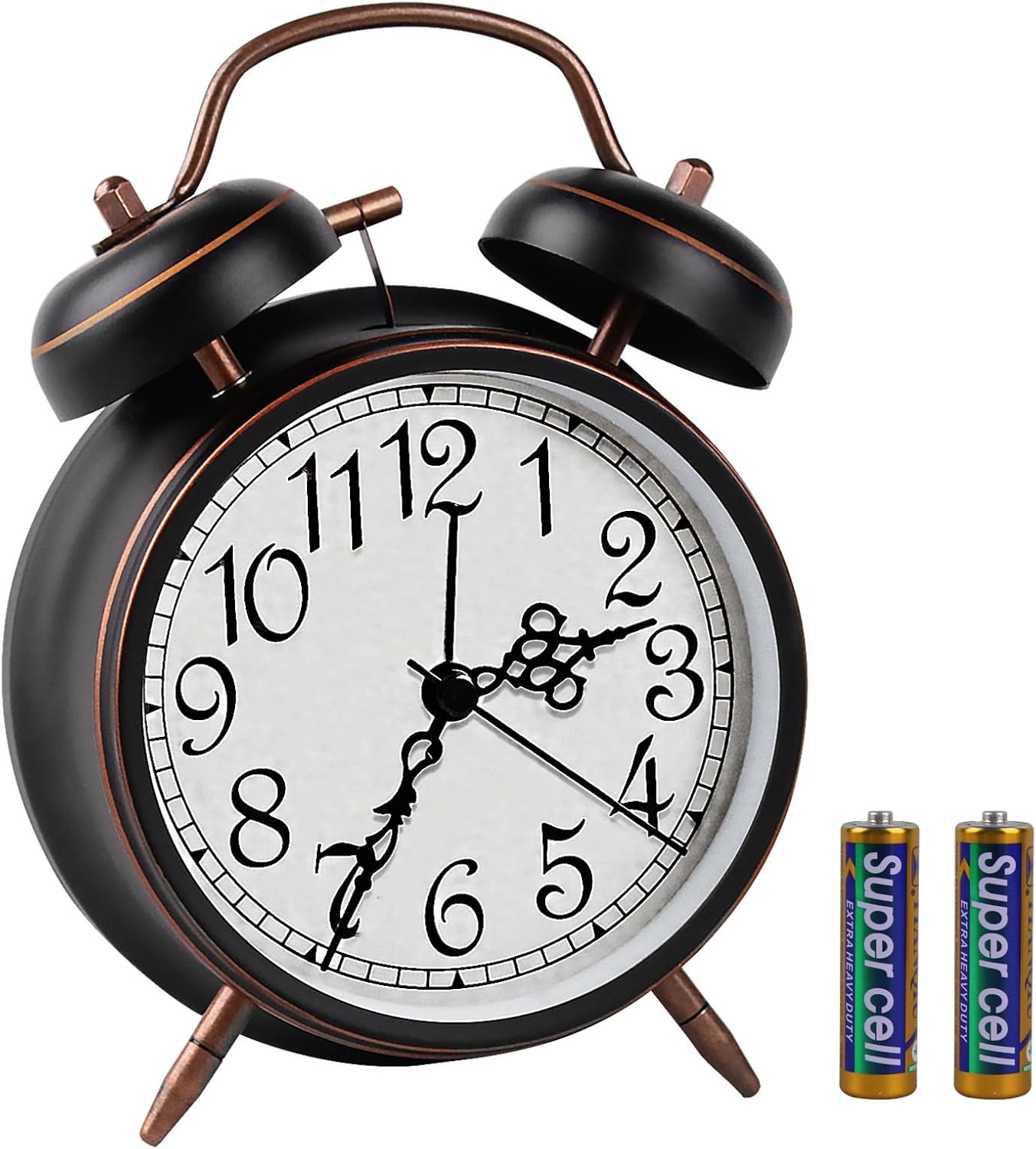 pxy Loud Alarm Clock for Heavy Sleepers 3D Dial Battery Operated (Battery Include), 4" Super Silent Analog Alarm Clock for Kids with Night Light PT260 Silver OrangePT505 Green White