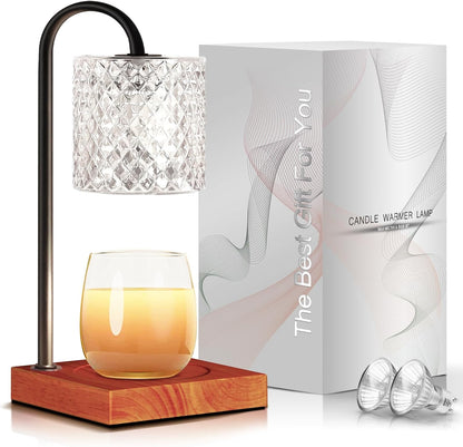 Candle Warmer Lamp with Timer Dimmer, Birthday Gifts for Women Mom, House Warming Gifts, Elegant New Home Decor, Wax Warmer for Jar Candles, Heater Lamp for Scented Wax, Amber Glass