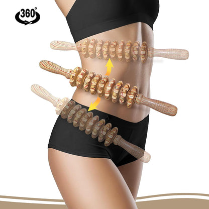 Manual Wood Therapy Massage Stick, Wooden Cellulite Muscle Roller for Legs | Body Sculpting, Lymphatic Drainage Massager, Wooden Massage Tools for Trigger Points Relief, Sore Muscle Recovery
