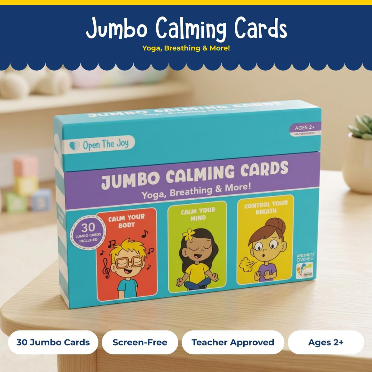 Open The Joy Jumbo Calming Cards, SEL Mindfulness Cards for Kids 3+
