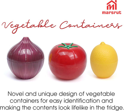 Marsrut 3pcs Vegetable Saver Storage, Onion Keeper for Refrigerator, Creative Container for Kitchen Garlic Onion Tomato Lemon Crisper Green Fruit Food Containers Holder with Lids