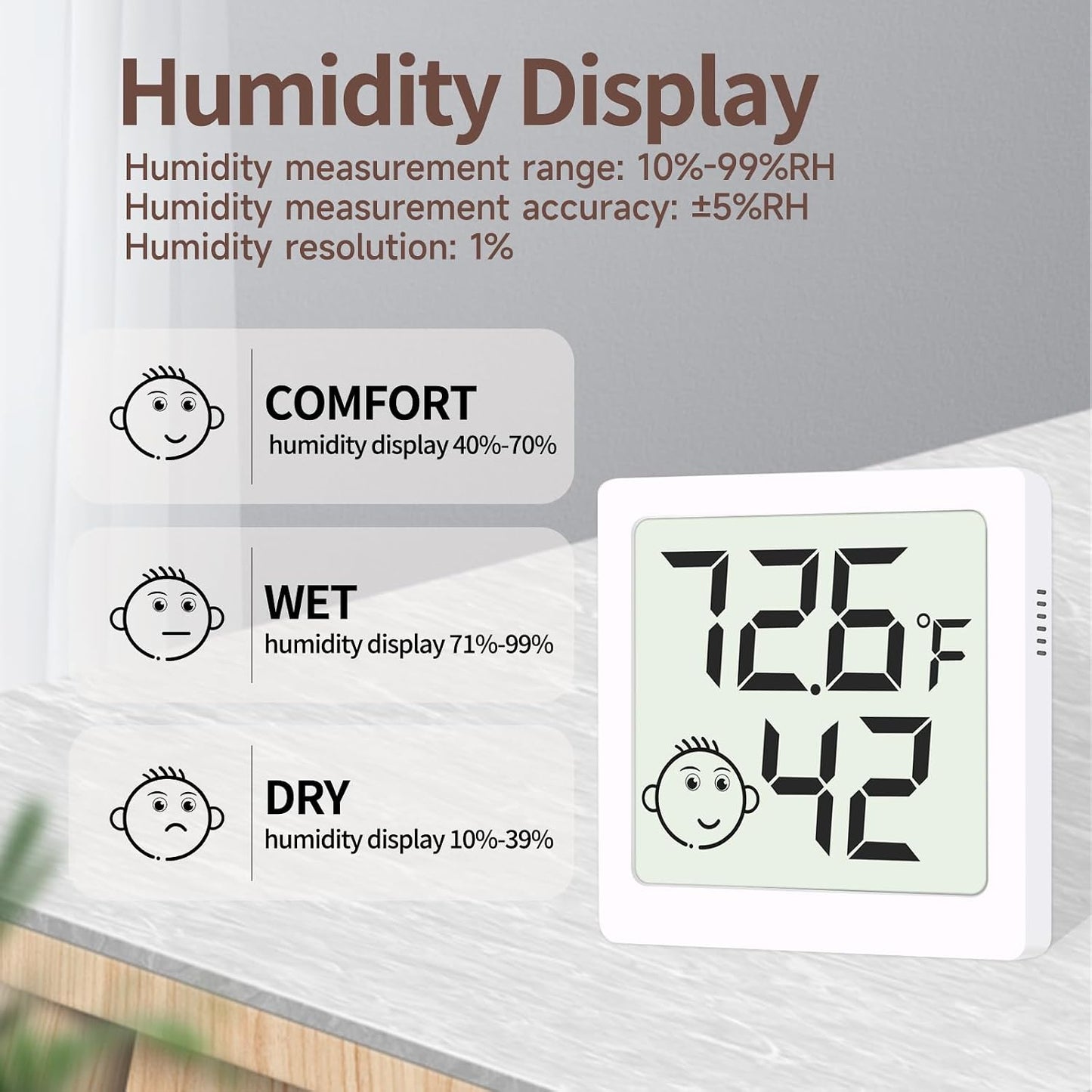Mini Humidity Meter Hygrometer 6 Pack Room Thermometer Indoor Digital Temperature and Humidity Monitor (Black)
