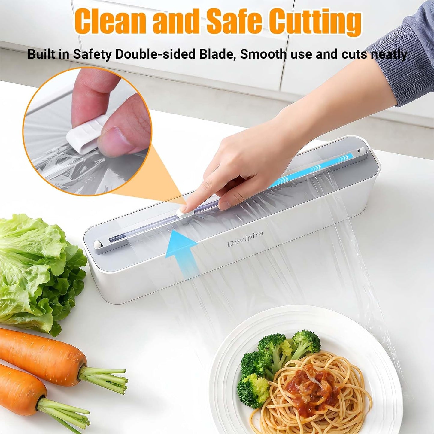 Large Magnetic Plastic Wrap and Foil Dispenser with Cutter | Magnetic & Adhesive Mounting, Fits for Max 12.8In x 984Ft of Plastic Wrap, 12.8In x 328Ft of Foil & Parchment Paper