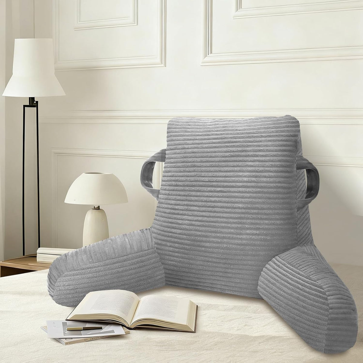 Reading Pillow for Sitting in Bed Adult, Memory Foam, Pockets