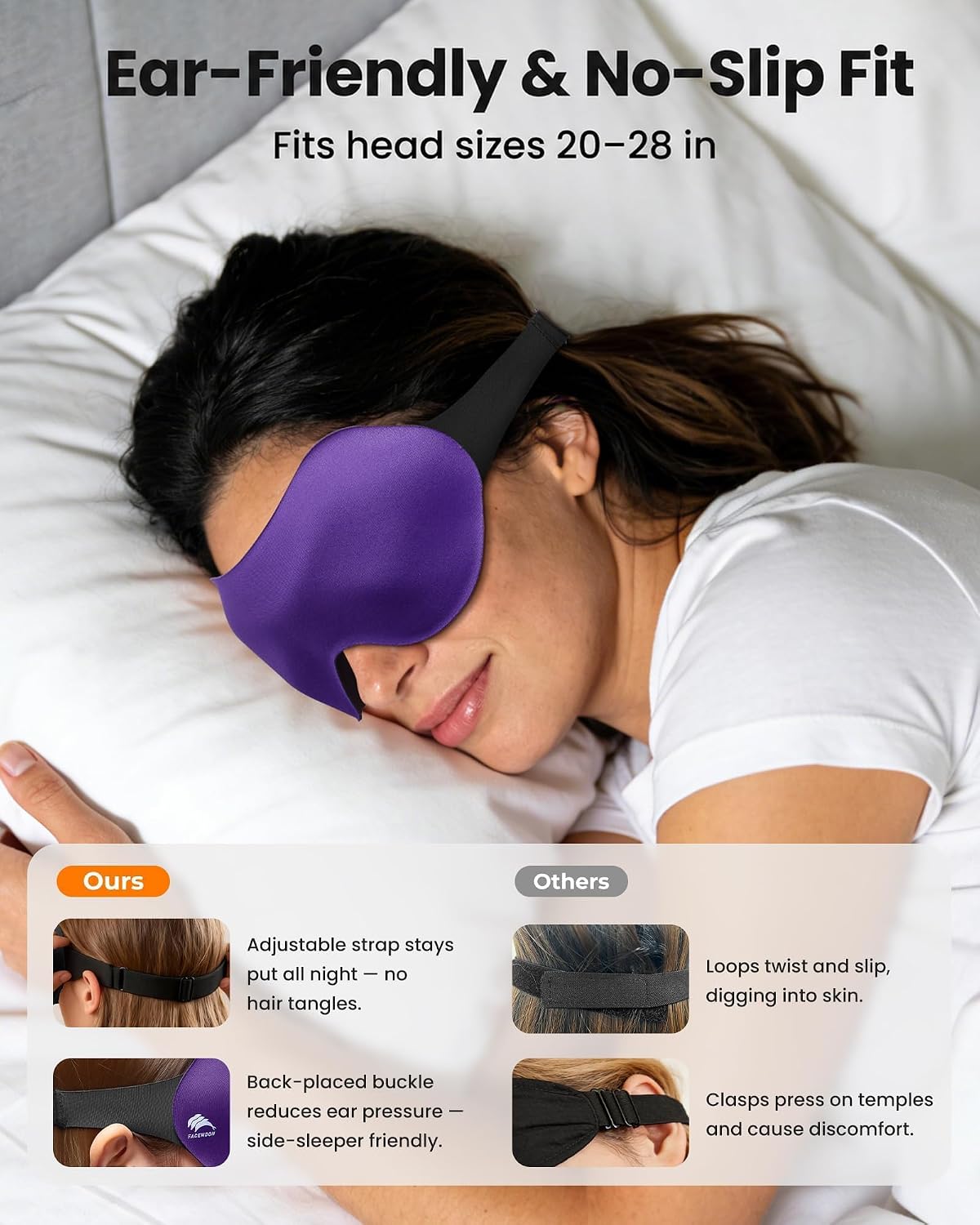 3 Pack Sleep Masks for Side Sleepers, True Blackout 3D Eye Mask for Sleeping, Zero Eye Pressure, Lash-Friendly, Adjustable Soft Eye Cover for Women Men, Travel Night Blindfold
