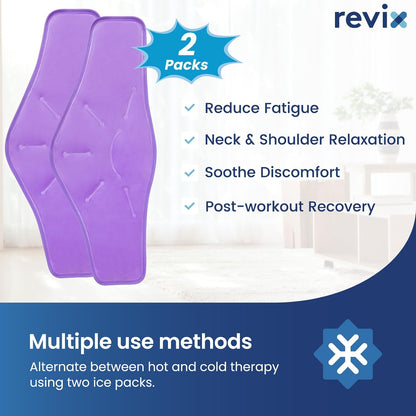 REVIX Neck Ice Pack Wrap – Reusable Hot Cold Gel Pack for Neck and Shoulder, Large Flexible Design with Soft Plush Lining, Cervical Gel Ice Wrap Ideal for Post-Workout Recovery, Fatigue & Relaxation