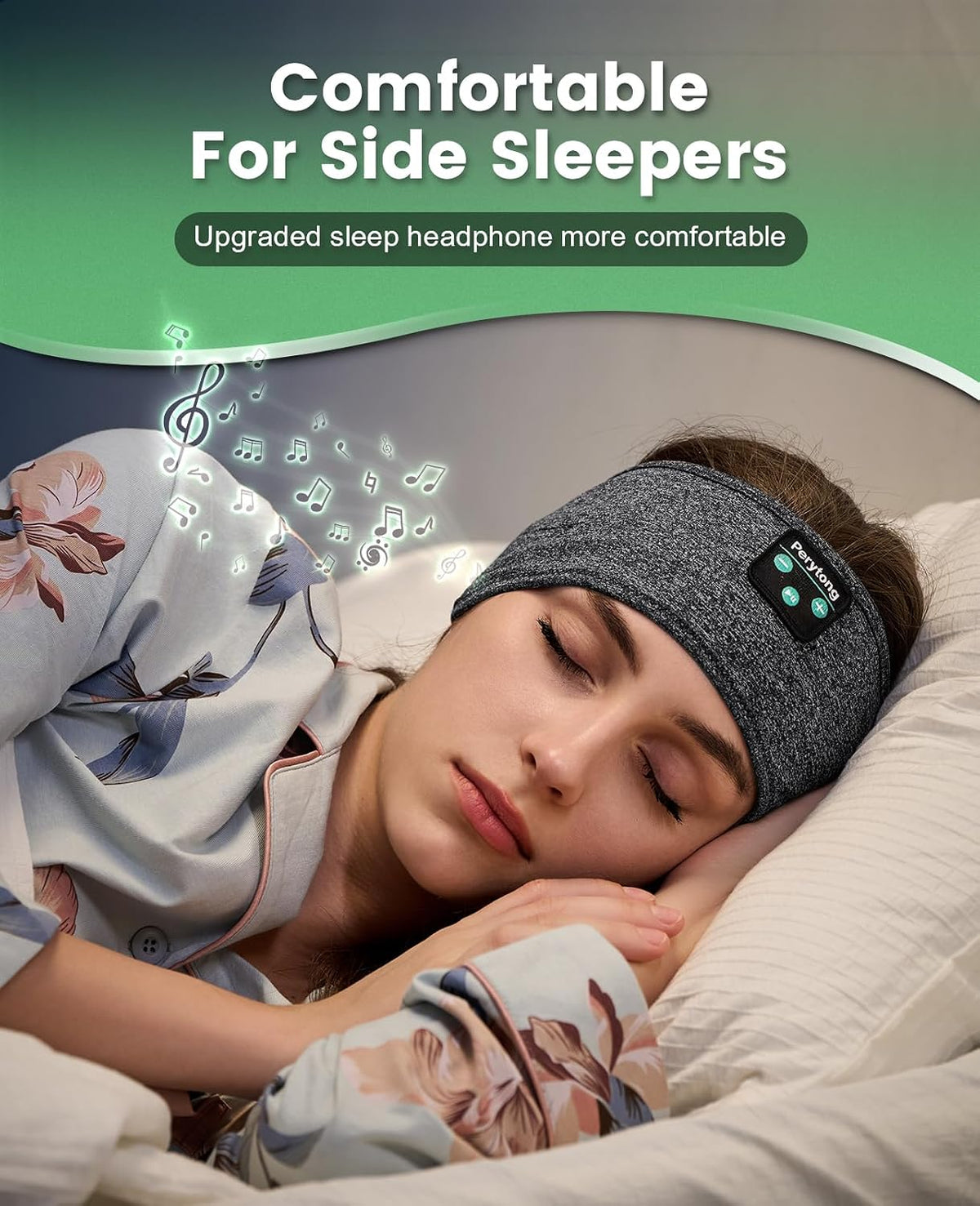 Perytong Sleep Headphones Bluetooth 5.4 Headband, Wireless Sleep Headphones for Side Sleepers - Sleeping Headband with Ultra-Thin Speaker Microphone Handsfree Gift Ideas for Women Men