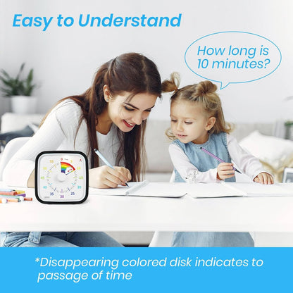 Yunbaoit Rainbow Visual Timer for Kids, 60-min Countdown Timer, Blue | Protective Case, No Ticking, Mute and Ringing Alarm Available, Time Management Tool, Low Power Reminder, for Study,Game,Work