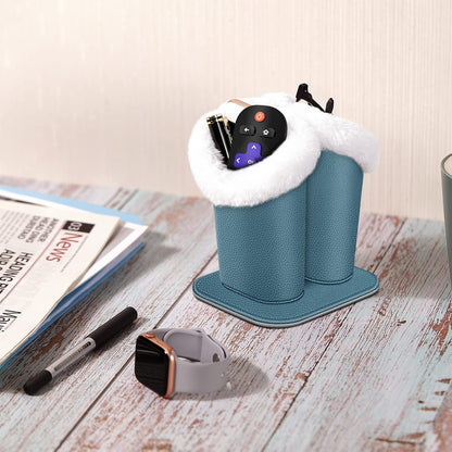 FINTIE Plush Lined Double Eyeglasses Holder with Magnetic Base for Desk | Soft Plush Lining, Glasses Stand Case For Nightstand / Bedside, Office Desktop Organizer, Small Item Storage