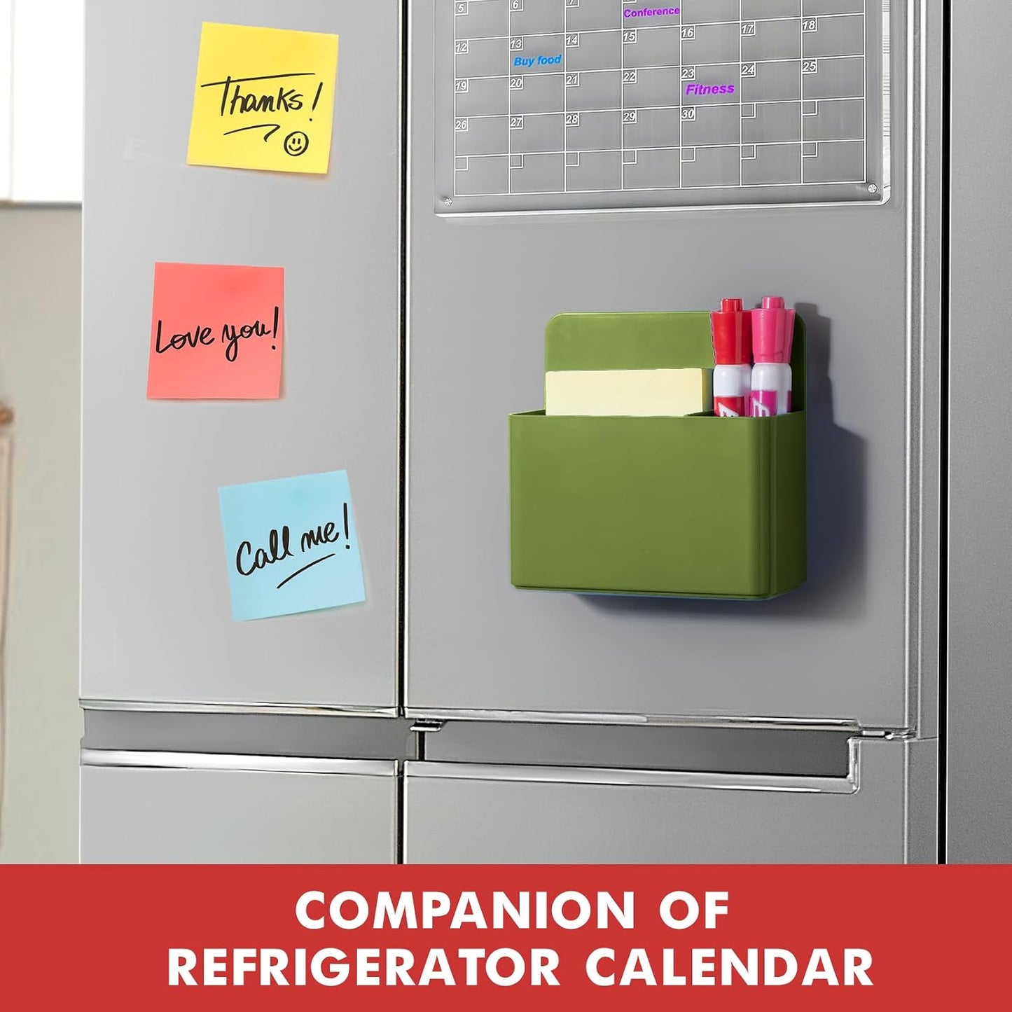 BEYGORM Plastic Magnetic Pen Holder, Powerful Magnet, 2 Pack | Classroom Must Haves, Dry Erase Marker Holder for Whiteboard, School Locker Organizer, Pencil Cup for Refrigerator(Black)