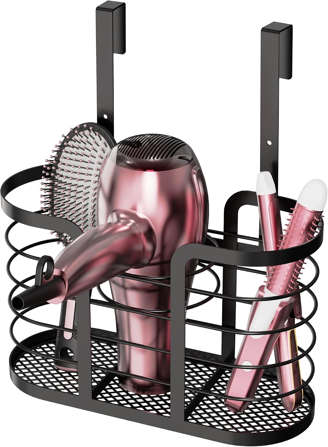 YIGII Hair Tool Organizer, Cabinet Door Storage Basket, Bathroom, Black | Storage for Hair Dryers, Flat Irons and Curling Tools, Space-Saving Cabinet Design for Bathroom Styling Tools