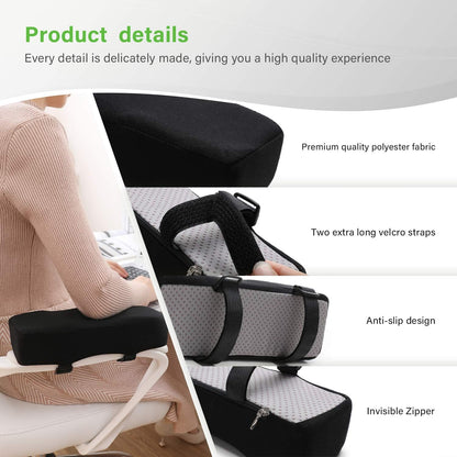 LargeLeaf Chair Armrest Cooling Gel Cushions Elbow Pillow Pressure Relief Office Chair Gaming Chair armrest with Memory Foam armrest Pads 2-Piece Set of Chair