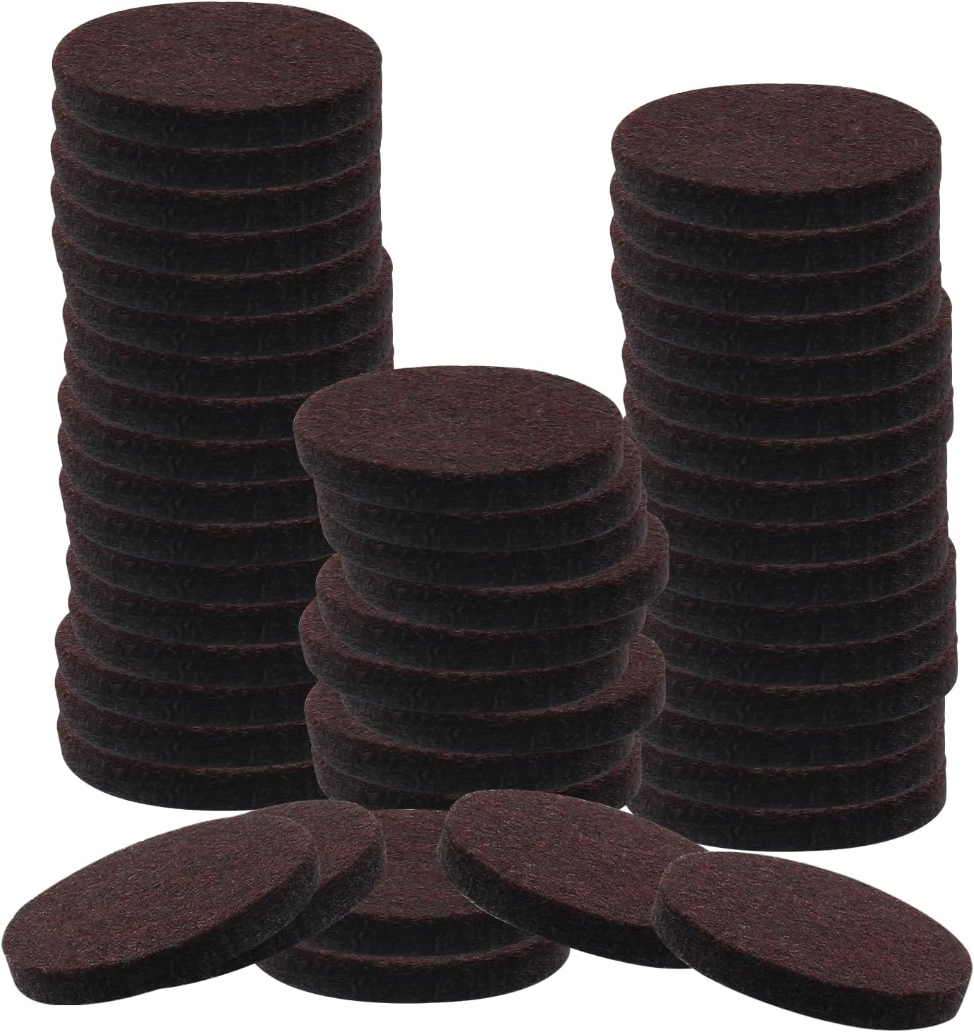 48 Pcs 1-1/2"/38mm Felt Furniture Pads Brown Round | Self Adhesive, 5mm Thick, Anti Scratch Floor Protectors, For Furniture Feet Chair Legs