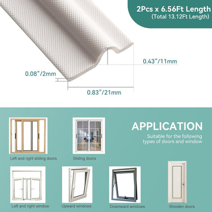 MOPMS Draft Stopper Sweep, Door Weatherproofing Stripping, Window Seal Strip Self-adhisive Soundproof Cuttable Weather Length 32.8 Ft (5 Pcs x 6.56 Ft), Grey