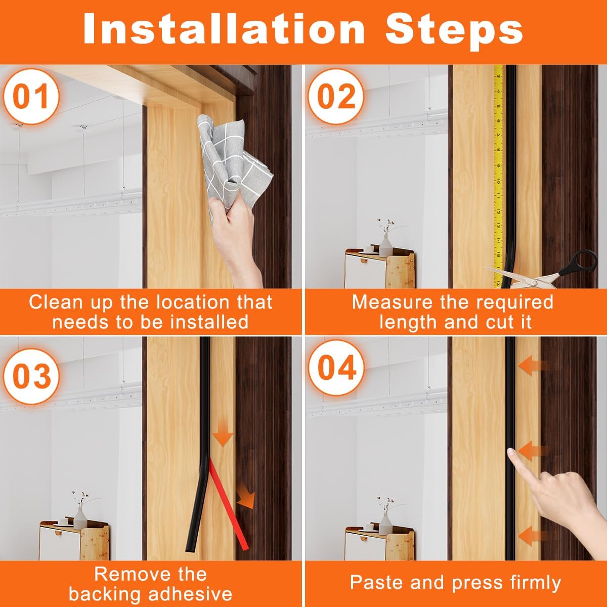Black Rubber Weather Stripping Door Seal Strip, D Shape Door Weather Seal Strip, Self-Adhesive Soundproofing Frame Insulation Tape for Doors Frame/Window Seal,Blocks Cold Drafts Noise