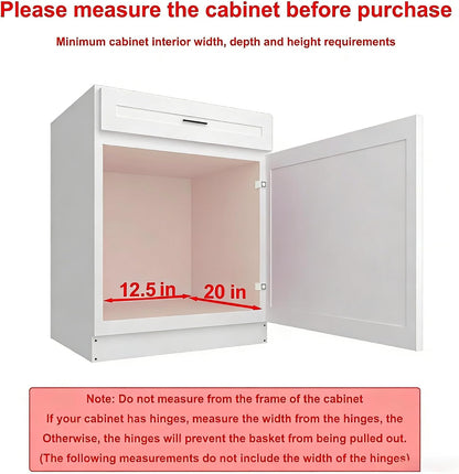 Sikarou Pull Out Cabinet Organizer, Heavy Duty Kitchen Cabinet Pull Out Shelves, Slide Out Wire Basket for Kitchen Cabinets, Bathroom, Pantry, Chrome Finish (11 * 17 in)