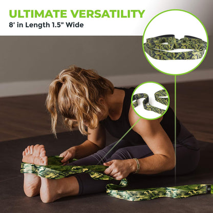 Stretching Strap for Physical Therapy, 12 Multi-Loop Stretch Strap 1.5" W x 8' L, Neoprene Handles, Physical Therapy Equipment, Yoga Straps for Stretching, Leg Stretcher.