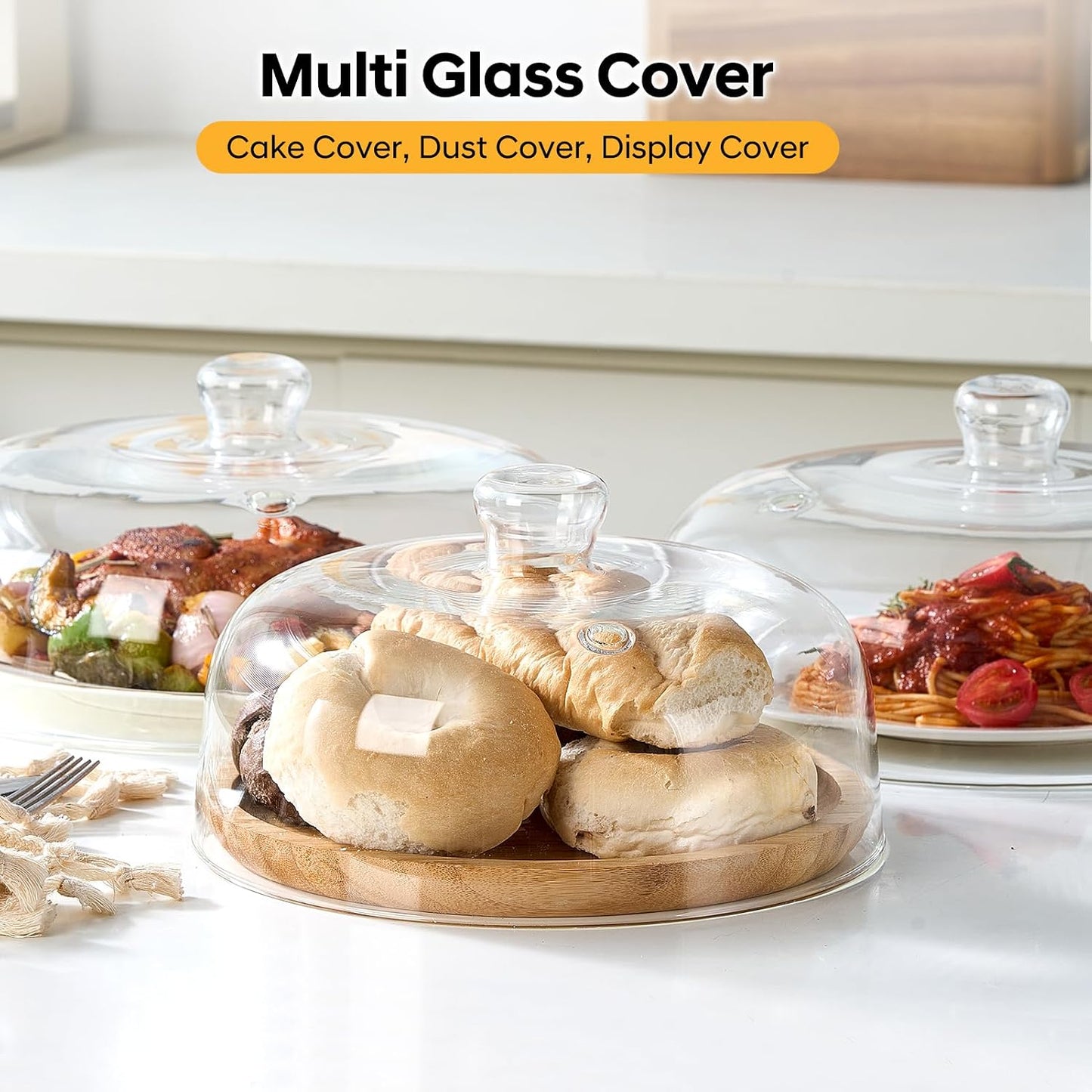 EliteVibe All Glass Microwave Cover, 10" Microwave Splatter Cover for Food | 5" Height With Handle, All-Glass, 3.5" Inner Height, Fits Plates & Bowls, Vented Lid, Oven, Dishwasher & Refrigerator Safe