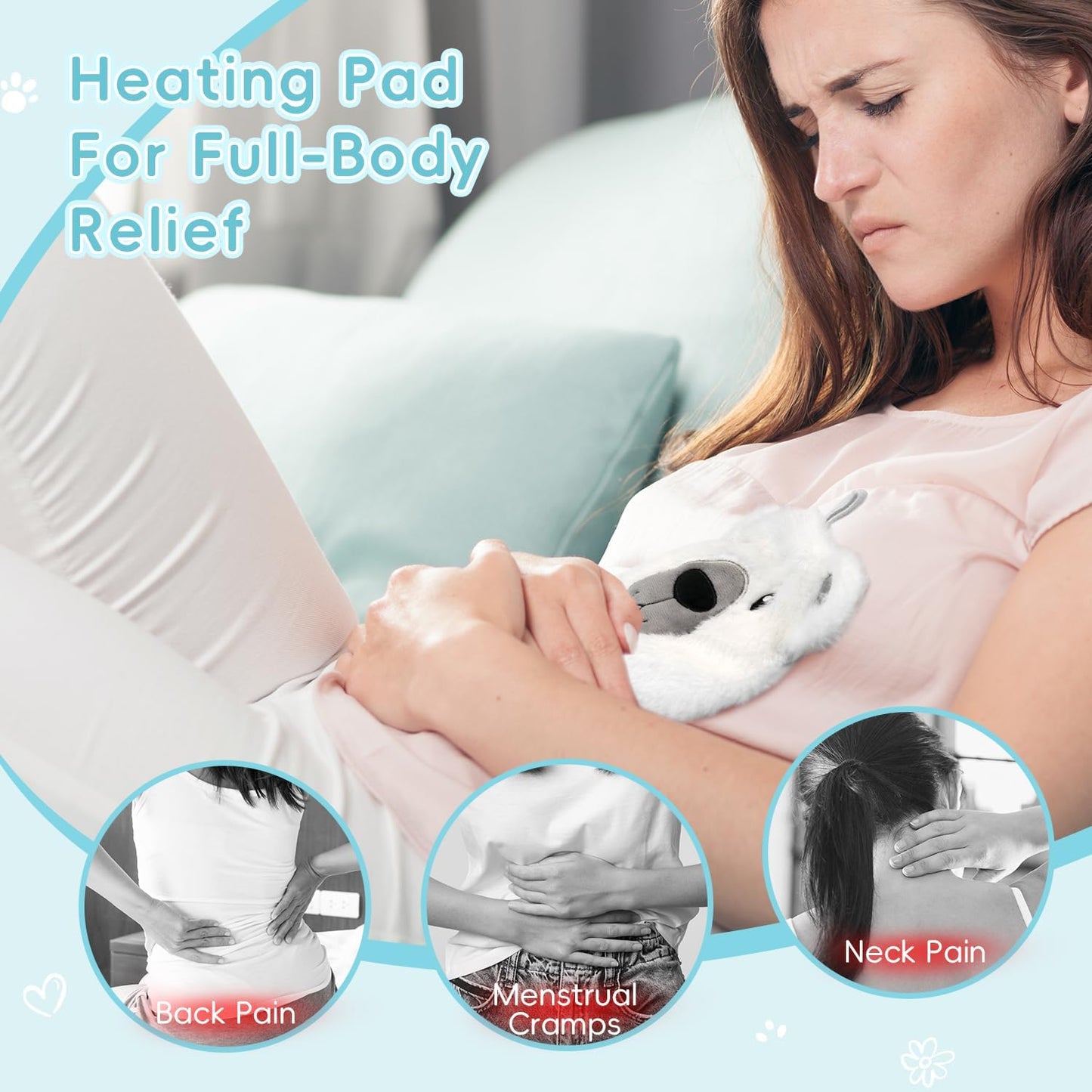 my novel things Microwave Heating Pad with Heated Eye Mask Compress Moist for Relieve Fatigue Period Cramps Uscented Microwavable Heating Pad Cute Bear for Women Birthday Christmas Gifts