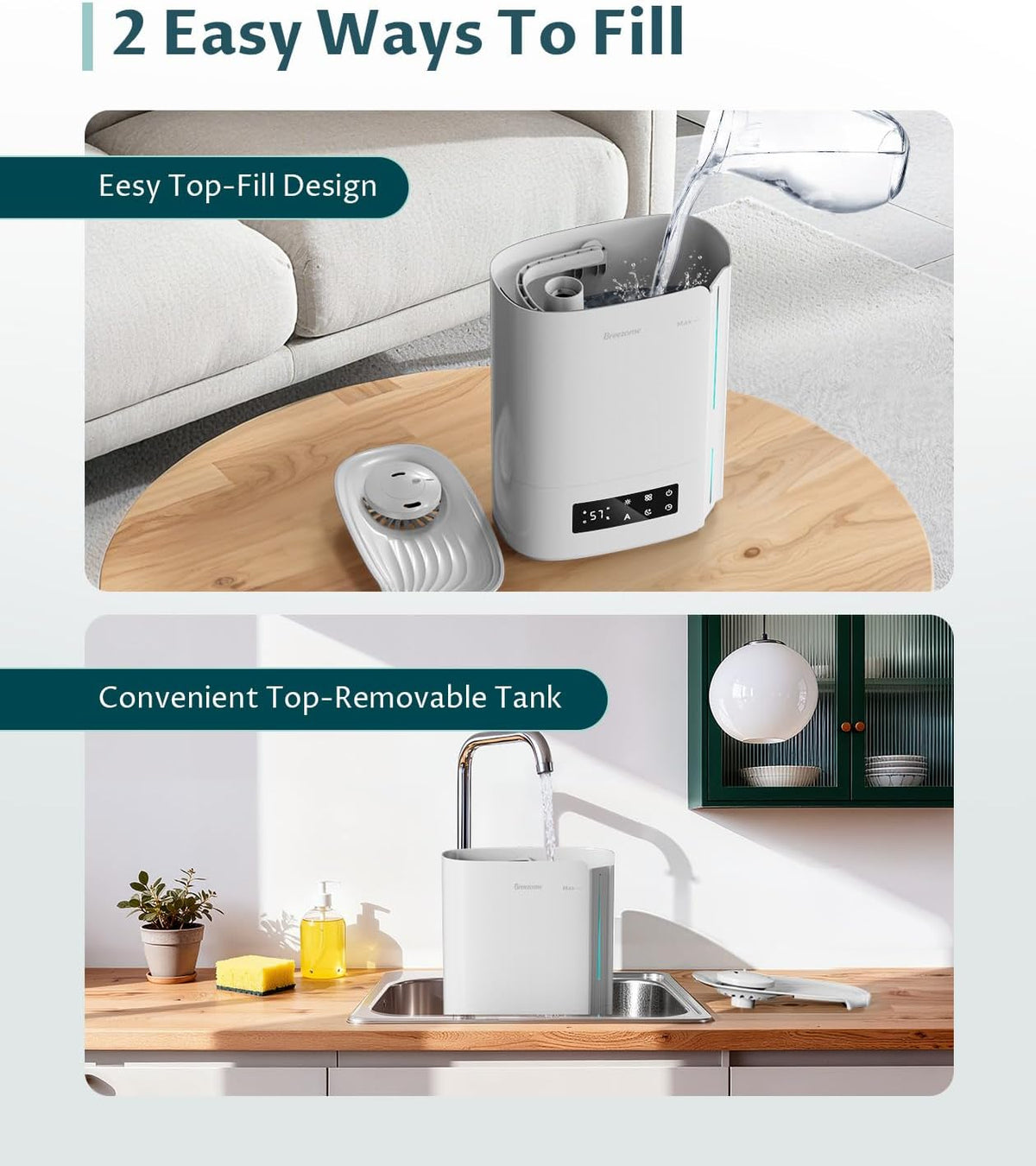 BREEZOME 6L Humidifier for Bedroom Large Room Smart Humidistat Control