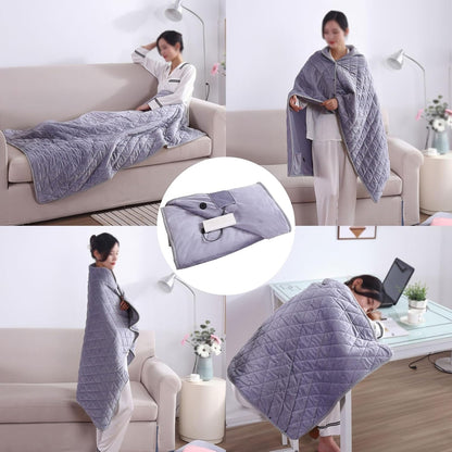 40"x55" Cordless Heated Blanket, Portable Heated Blanket Battery Operated, Cozy Soft Wearable Heated Shawl, 3 Heat Settings, Auto-Off, Machine Washable(Gray,Shawl)