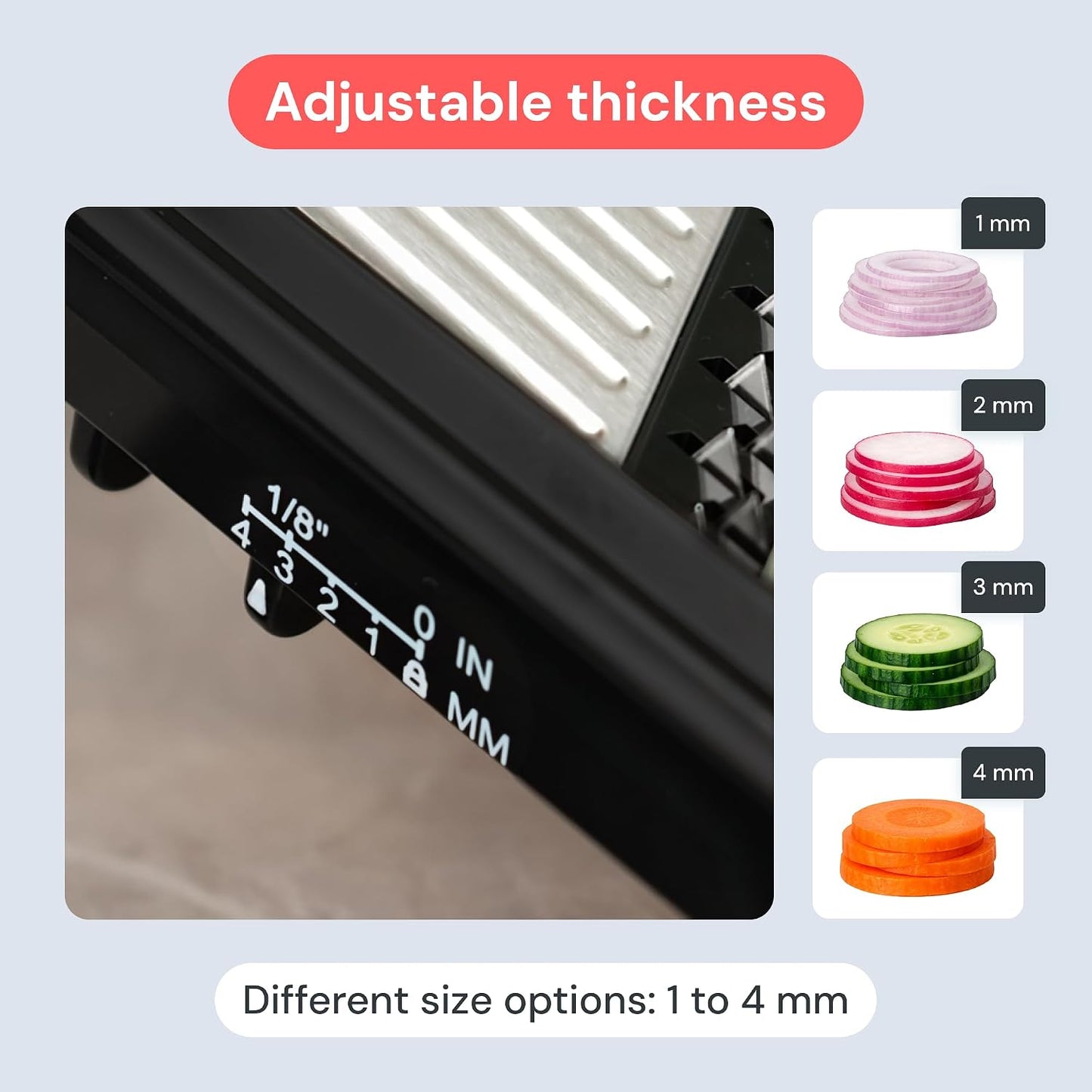 Fullstar - Handheld Mandoline Vegetable Slicer & Julienne Cutter | 2 in 1 Onion, Veggie & Fruit Slicer, 4 Thickness Settings with Stainless Steel Guard for Easy & Safer Slicing (White)