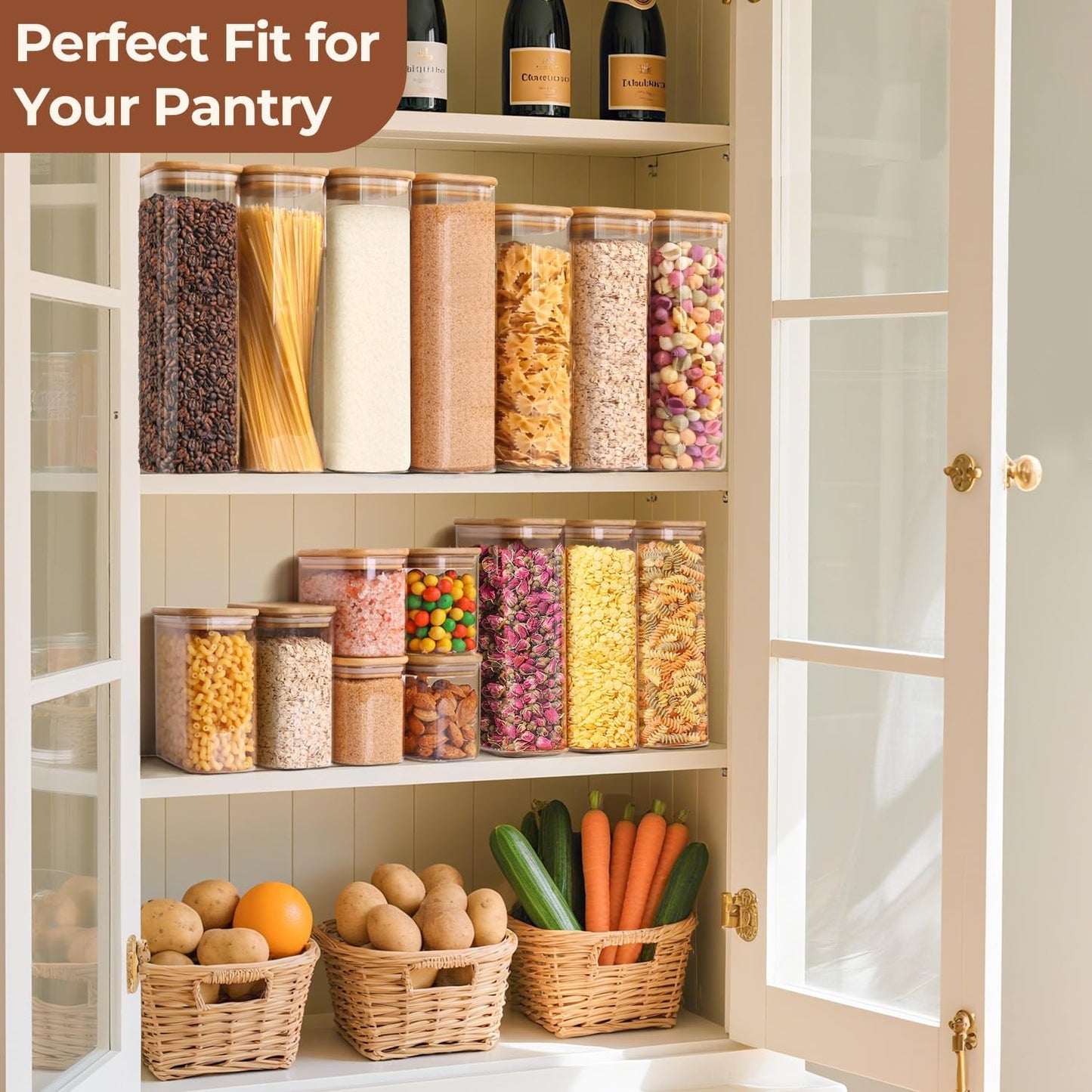 ComSaf Spice Jars 8oz Set of 6, Small Seasoning Containers with 9 Labels | Small Glass Jars With Labels, Empty Rectangle Canisters, Spice Rack Organization, Loose Tea, Herb, Powder, Dry Good, BPA Free