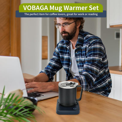 VOBAGA Coffee Mug Warmer Set with Auto Shut Off, 15 oz Coffee Mug Gift Set & 3 Temperature Settings Home Office Desk Accessories Valentine's Day Gift