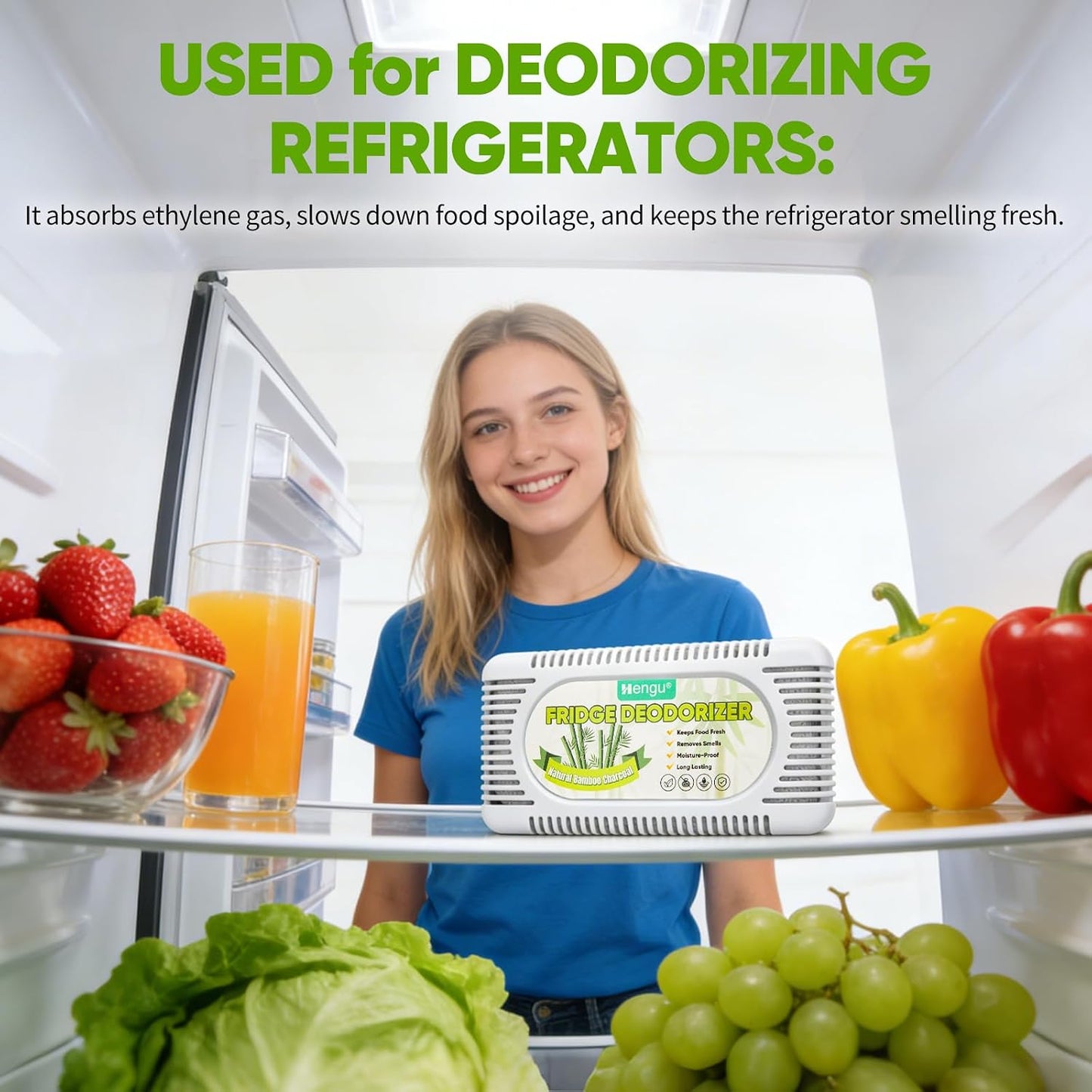 Fridge Deodorizer 6 Pack Activated Charcoal Refrigerator Deodorizer | Unscented, More Effective Than Baking Soda, Odor Eliminator and Moisture Absorber for Freezers Coolers Lunch Boxes