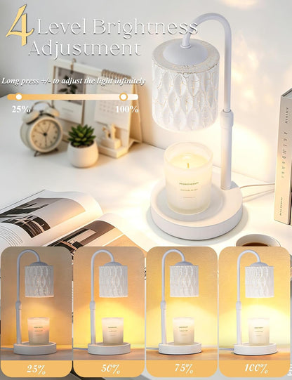 Briever Dimmable Candle Warmer Lamp with Timer, Height Adjustable Electric Candle Wax Warmer, Christmas Birthday Gifts for Women Mom, House Warming Gifts New Home Room Decor, Black Solid Wood Base