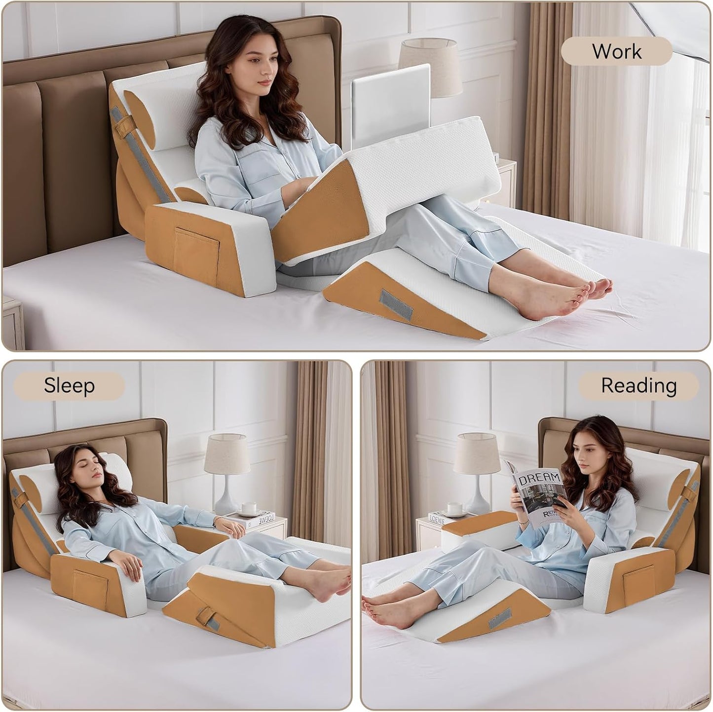 Yojoker Leg Elevation Pillows for Swelling, Memory Foam Wedge Pillow for Legs Blood Circulation, Leg Elevation Pillows for After Surgery, Knee Wedge Pillow for Sleeping Back Hip Ankles Relief