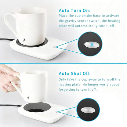 Misby Mug Warmer, Coffee Warmer for Desk Auto Shut Off Coffee Lovers Gift Ideas, Smart Coffee Cup Warmer with Gravity-Induction Coffee Mug Warmer for Desk Use Keep Beverages Coffee Warmer (White)