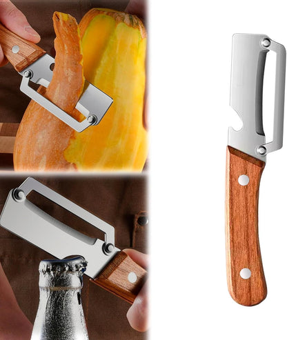 2-in-1 Vegetable Peeler with Bottle Opener, Multi-Functional Vegetable Peeler with Sharp Stainless Steel Blades, Suitable for Pumpkin, Papaya, Zucchini, Potato (1, Black Plastic)