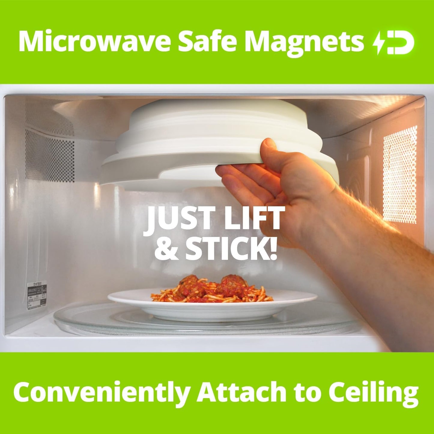 HOVER COVER Magnetic Microwave Splatter Cover - 12-Inch Collapsible - Gray | High Power, Stronger Magnetic Grip, BPA-Free Lid, Vented Plate Guard with Steam Vents, Dishwasher Safe, Space-Saving Storage