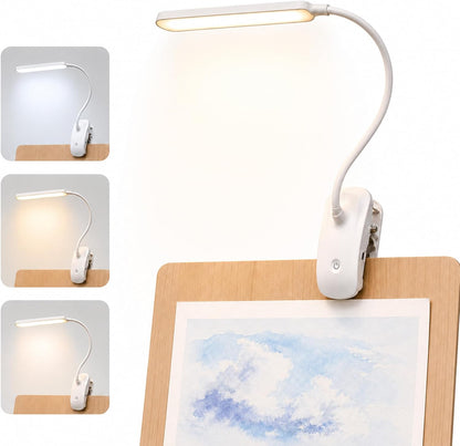 Rechargeable Easel Light for Painting, 45cm LED Lamp Bar | Artist Lighting for Canvas Work, 3 Color Modes, 3200mAh Clip On Desk Lamp, Flexible Gooseneck, Sturdy Clamp