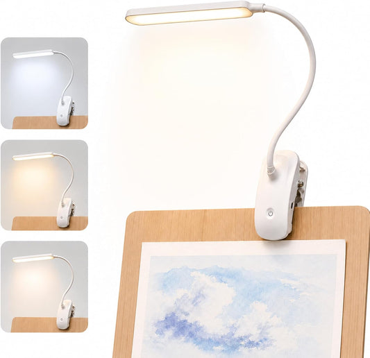 Rechargeable Easel Light for Painting, 45cm LED Lamp Bar | Artist Lighting for Canvas Work, 3 Color Modes, 3200mAh Clip On Desk Lamp, Flexible Gooseneck, Sturdy Clamp