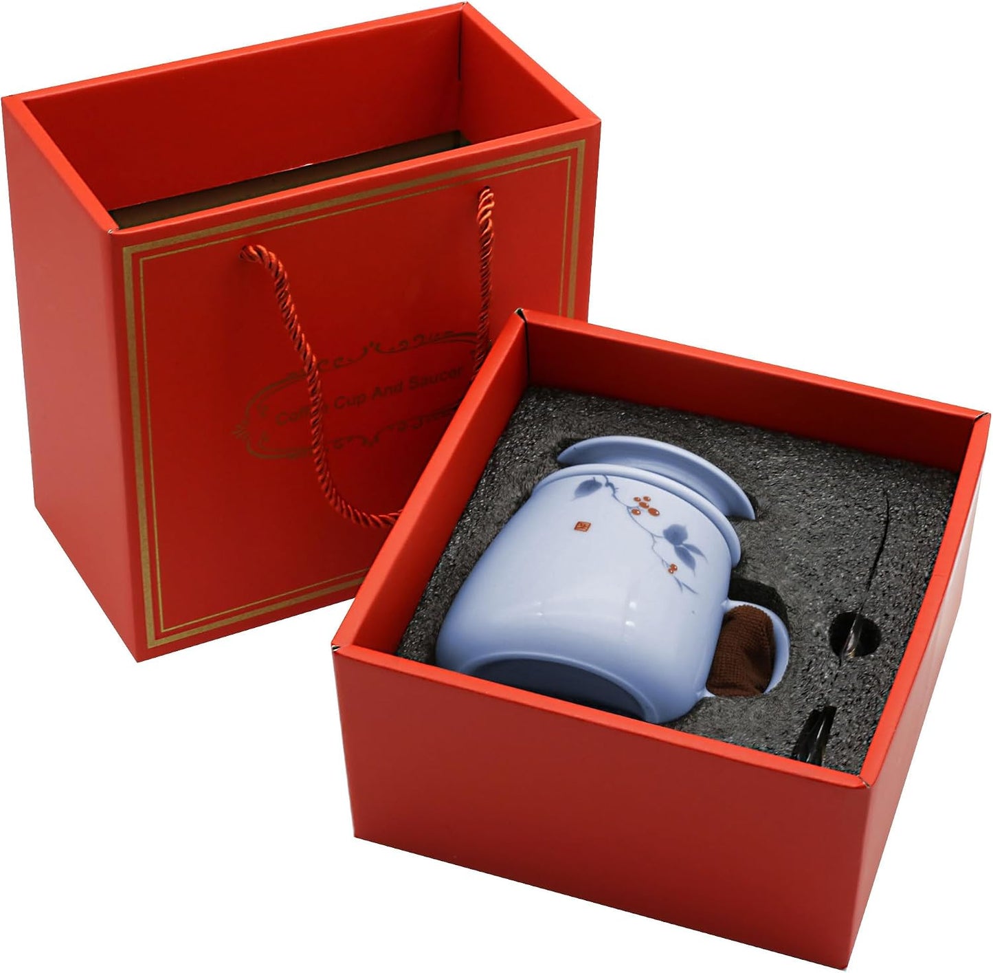 ZooBoo Porcelain Tea Mug With Infuser Lid 12oz Loose Leaf Tea Cup | Gift Box Packaging Makes This Tea Cup An Ideal Choice For Tea Lovers, Home, Office Use