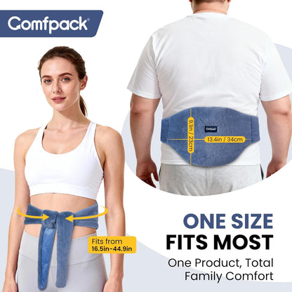 Comfpack Microwave Heating Pad for Back Pain Relief, Washable Microwavable Hot Compress Therapy for Sciatica Surgery Recovery, Lower Lumbar, Waist Warm Compress, Stomach, Cramps, Blue