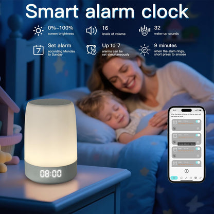 Teen Sound Machine White Noise Machine with 32 Soothing Sounds, Bluetooth Speaker Alarm Clocks for Bedrooms with Wake up Light, Night Light for Kids, Gifts for Teenage Girls Boys Women