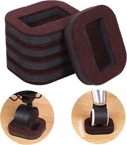 12 PCS Felt Furniture Coasters Caster Cups for Hardwood Floors, Felt Bottom Furniture Pads, Bed Office Chair Fridge Furniture Wheel Stopper to Prevent Sliding and Scratches (Black, L: 2.6" * W:1.8")