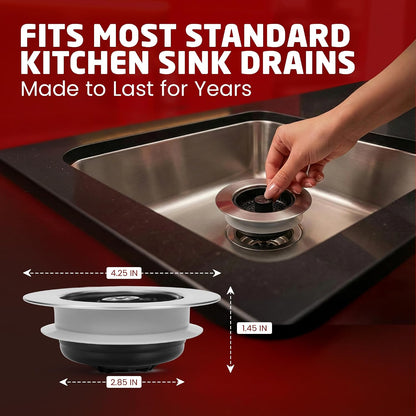 Kitchen SinkShroom Revolutionary Clog-Free Stainless Steel Sink Strainer, Black, 1-(Pack)