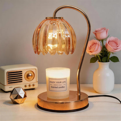 Electric Candle Warmer Lamp with Timer & Dimmer, Gray Tulip Lampshade
