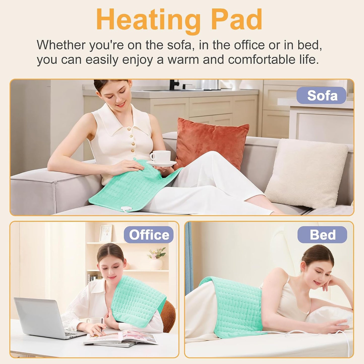 Heating Pad,Heated Blanket,Heating Pad for Back Neck,Grey,24x12 Inch | Electric Heating Pad,Dry/Moist Heat Heating Pads,Heating Pads for Shoulder,Abdomen,Heat Pad for Women Men,Birthday Gift