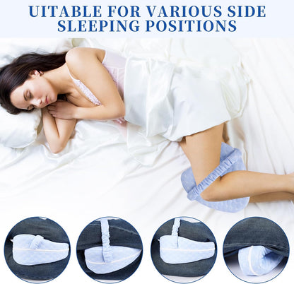 Knee Pillow for Side Sleepers - Sciatica, Hip & Back Pain Relief Pillow with Adjustable Strap, Memory Foam Leg Pillow for Side Sleeping, Spine Alignment Support for Pregnancy, Post-Surgery (Sky Blue)
