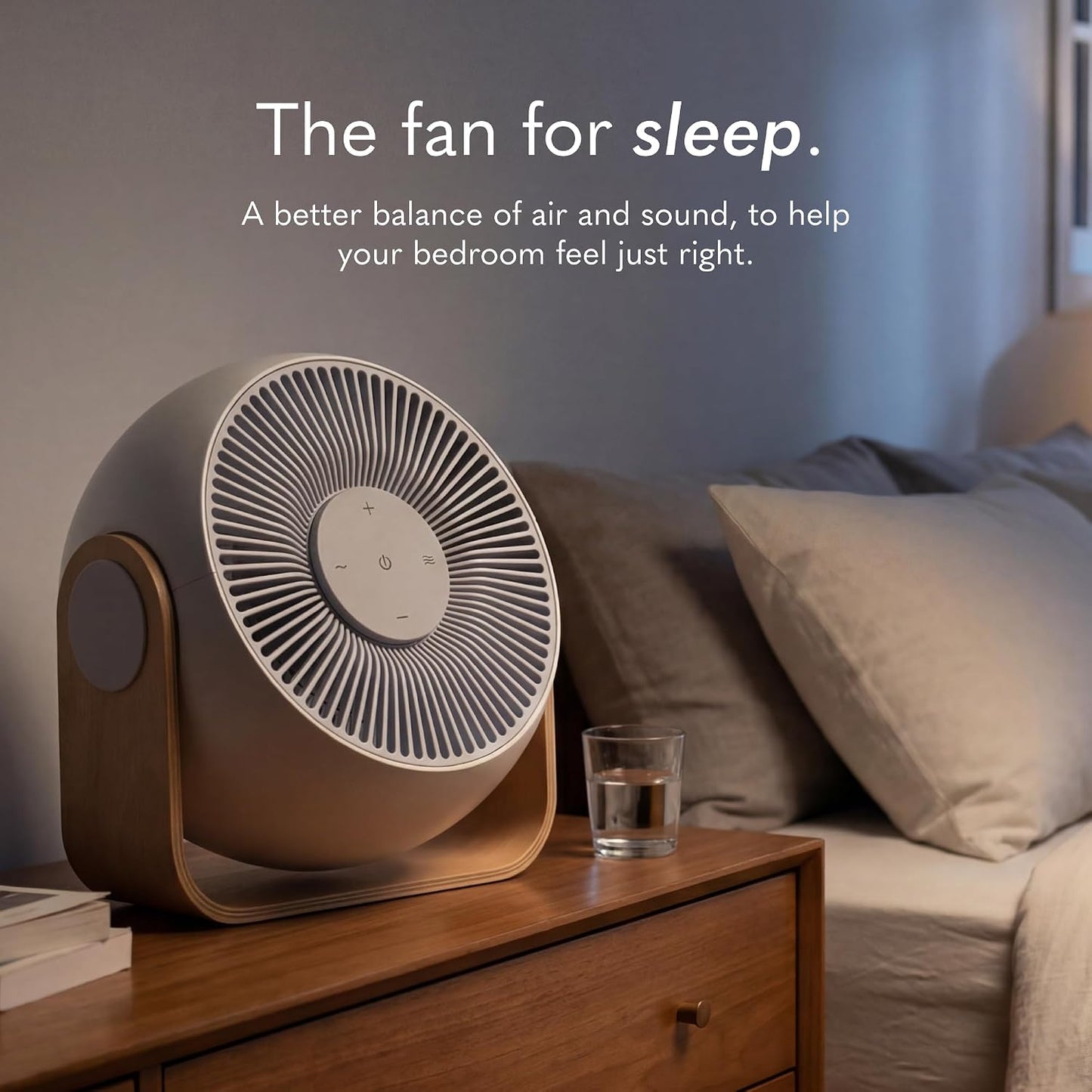 SNOOZ Breez 2 Smart Cooling Fan for Bedroom & White Noise Machine, Powerful | 2-in-1 Fan + White Noise Machine, 380 CFM, 10 Fan Speeds, 10 Sound Levels, App Remote, Timer, Scheduler, Auto Temp, Wood Base