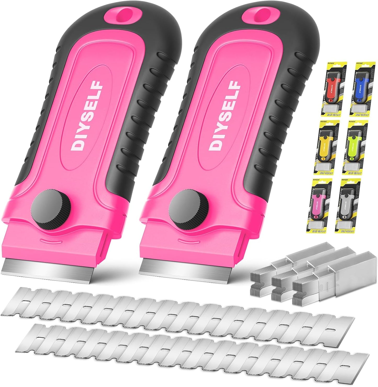 DIYSELF 1 Pack Razor Blade Scraper with 15 Extra Blades, Scraper Tool for Cleaning Window, Paint, Cooktop, Oven, Glass Stove Top Scraper, Razor Scraper with Buit-In Blade Storage | Razor Scraper for Cleaning Window, Paint, Cooktop, Oven, Glass Stove Top