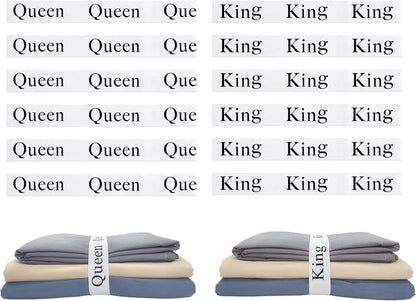 12 Pieces Bed Sheet Organizer Bands, Closet Organization Sheet Straps, Linen Labels Bedding Bands, Elastic Bed Sheet Storage Sheet Keepers （6PcsQueen 6PcsKing ）